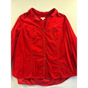 Charter Club Red Corduroy Button-Up Shirt 3X Made In China 100% Cotton